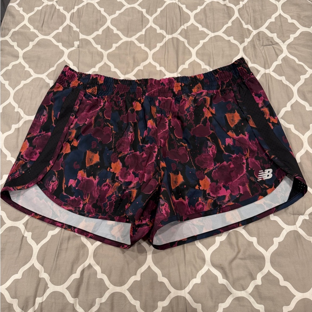 New Balance Women's Athletic Shorts - Pink and Black Floral